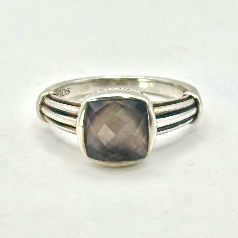 Lagos Black Mother of Pearl & Sterling Silver Ring Size 7